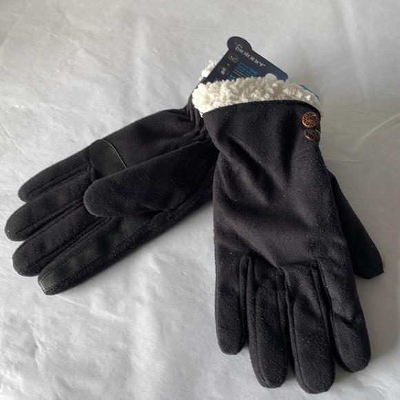 Isotoner gloves black with cream inside women’s size s/m smart dri touchscreens - Picture 2 of 4